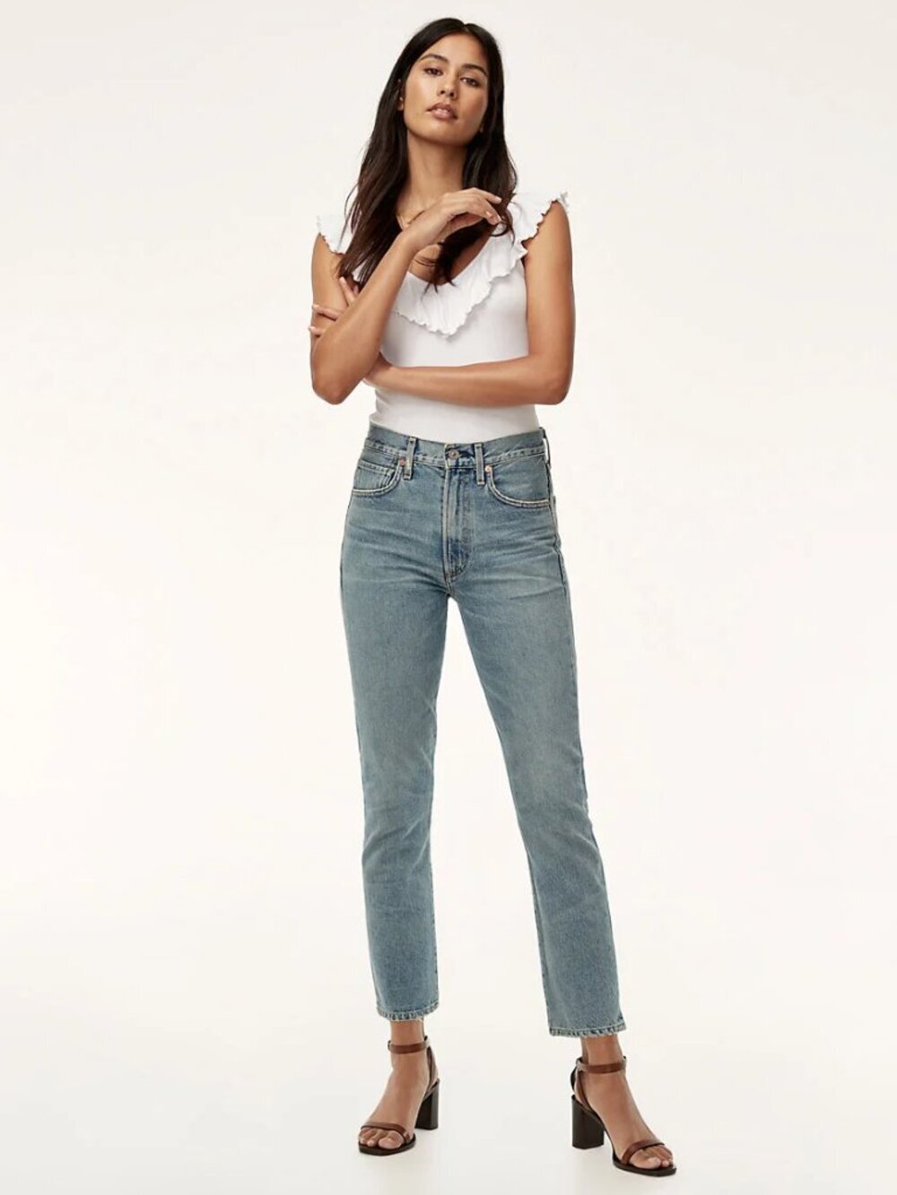 CITIZENS OF HUMANITY x WILFRED Liv Straight Crop Jeans, Size 31